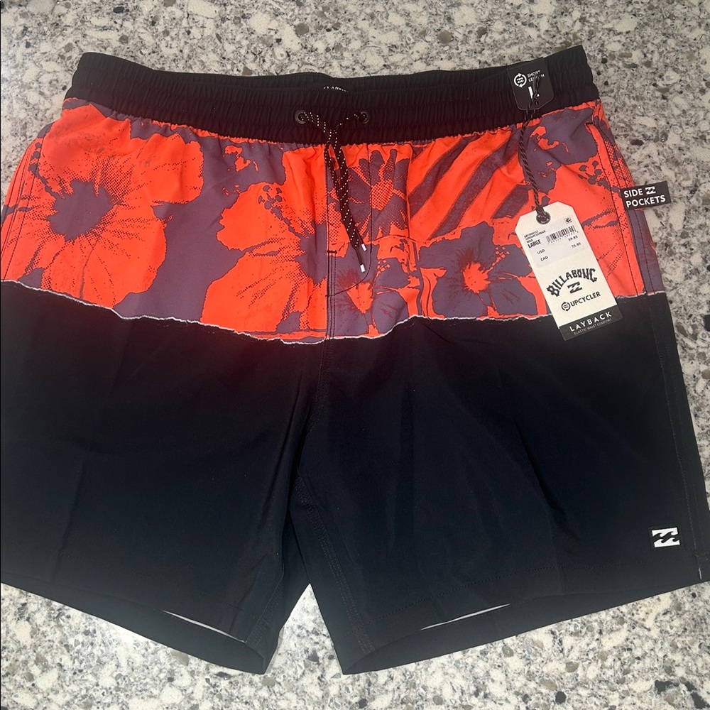 Billabong Floral Red and Black Boardshorts NWT